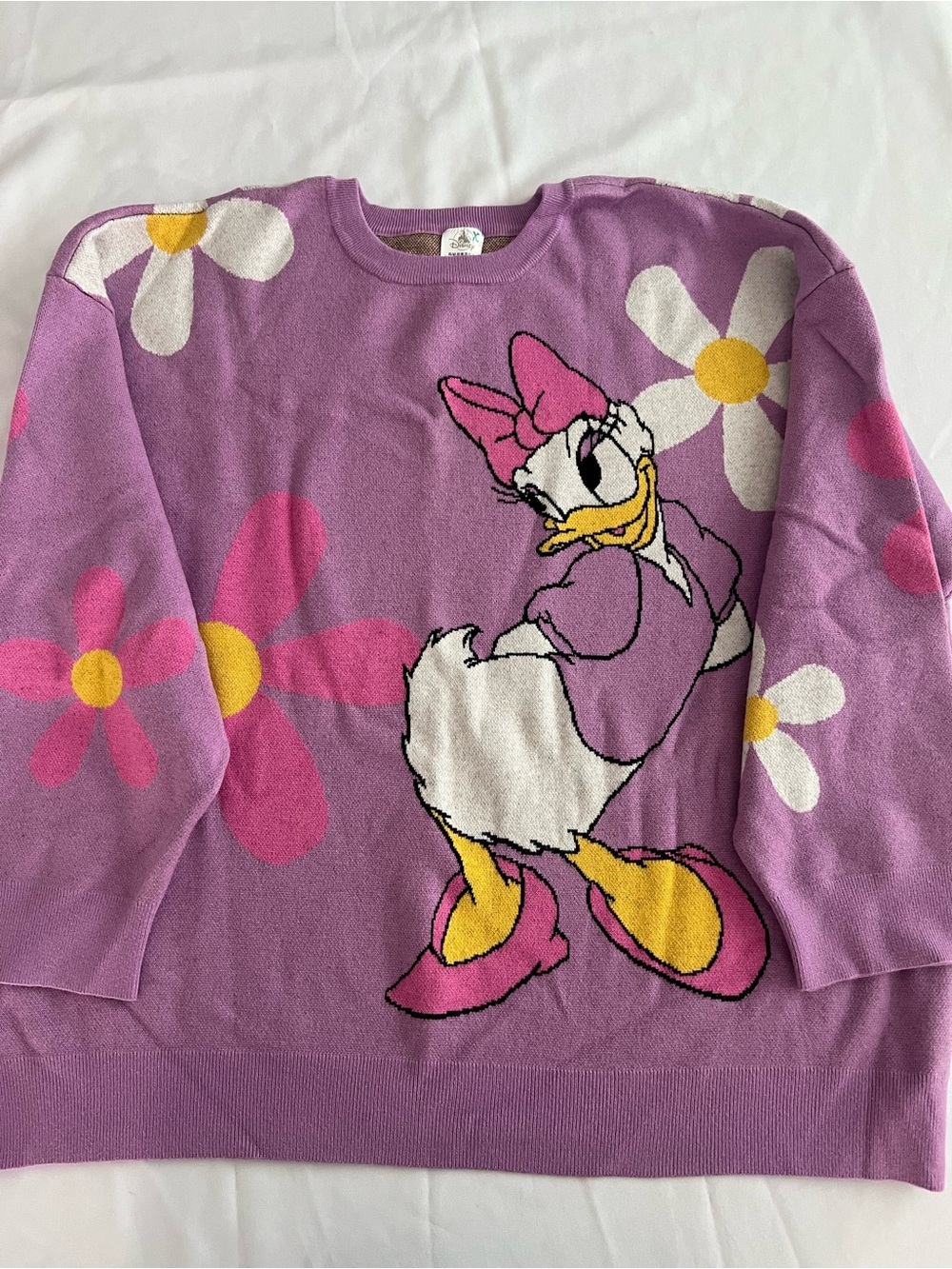 Disney Purple Daisy Daisy Duck Crewneck Sweater